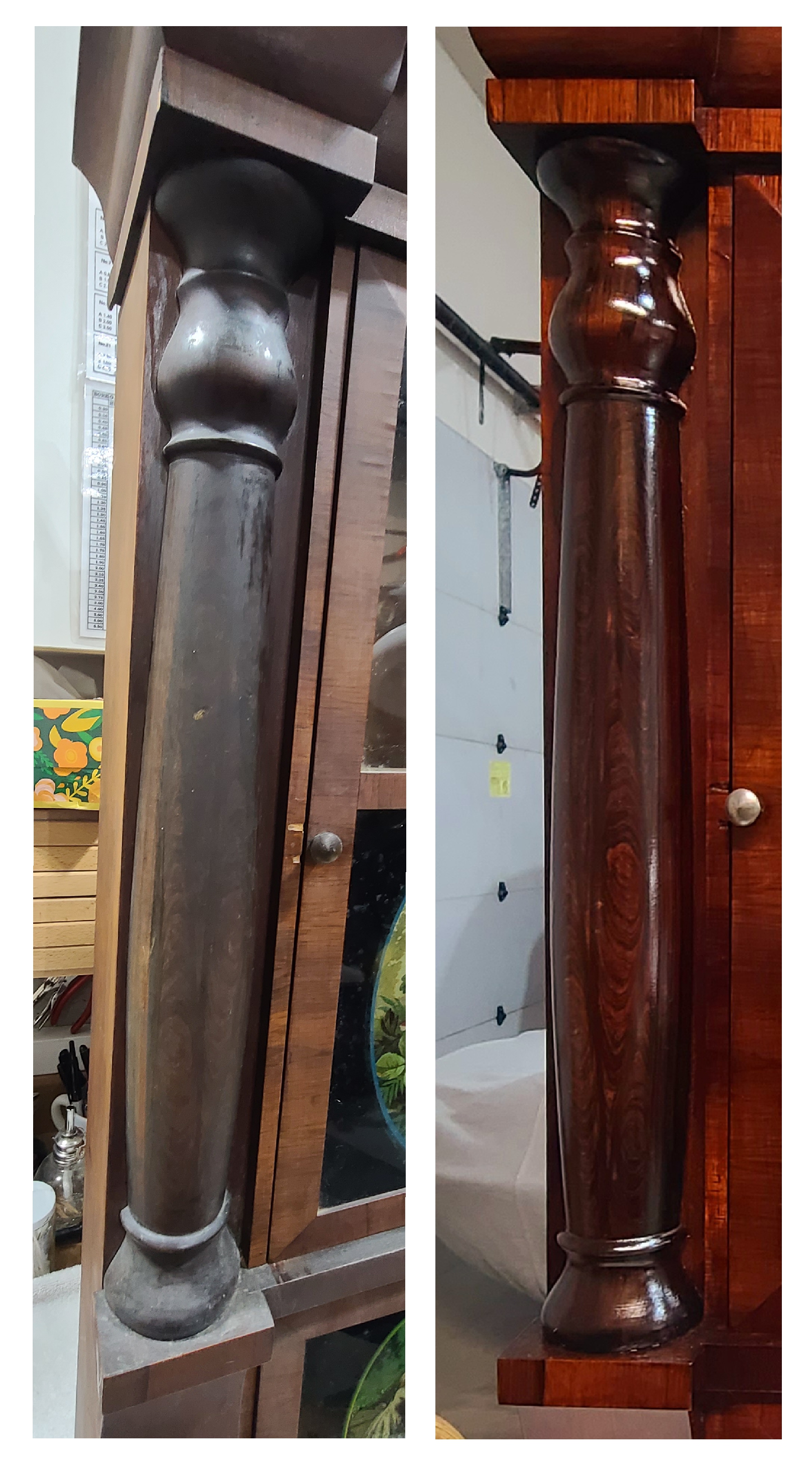 Shelf Clock With Rosewood Columns & Original Reverse Glass Paintings