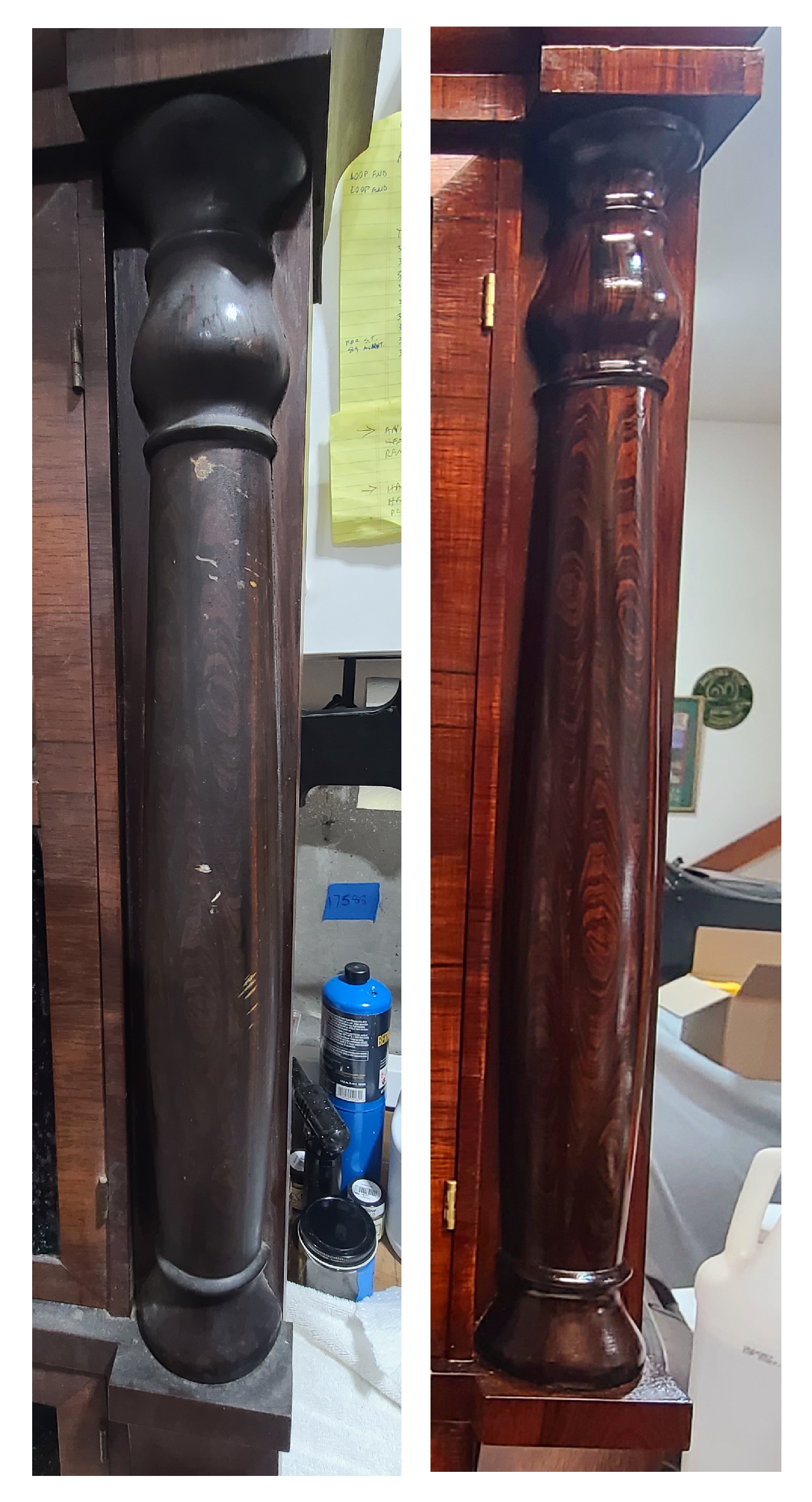 Shelf Clock With Rosewood Columns & Original Reverse Glass Paintings