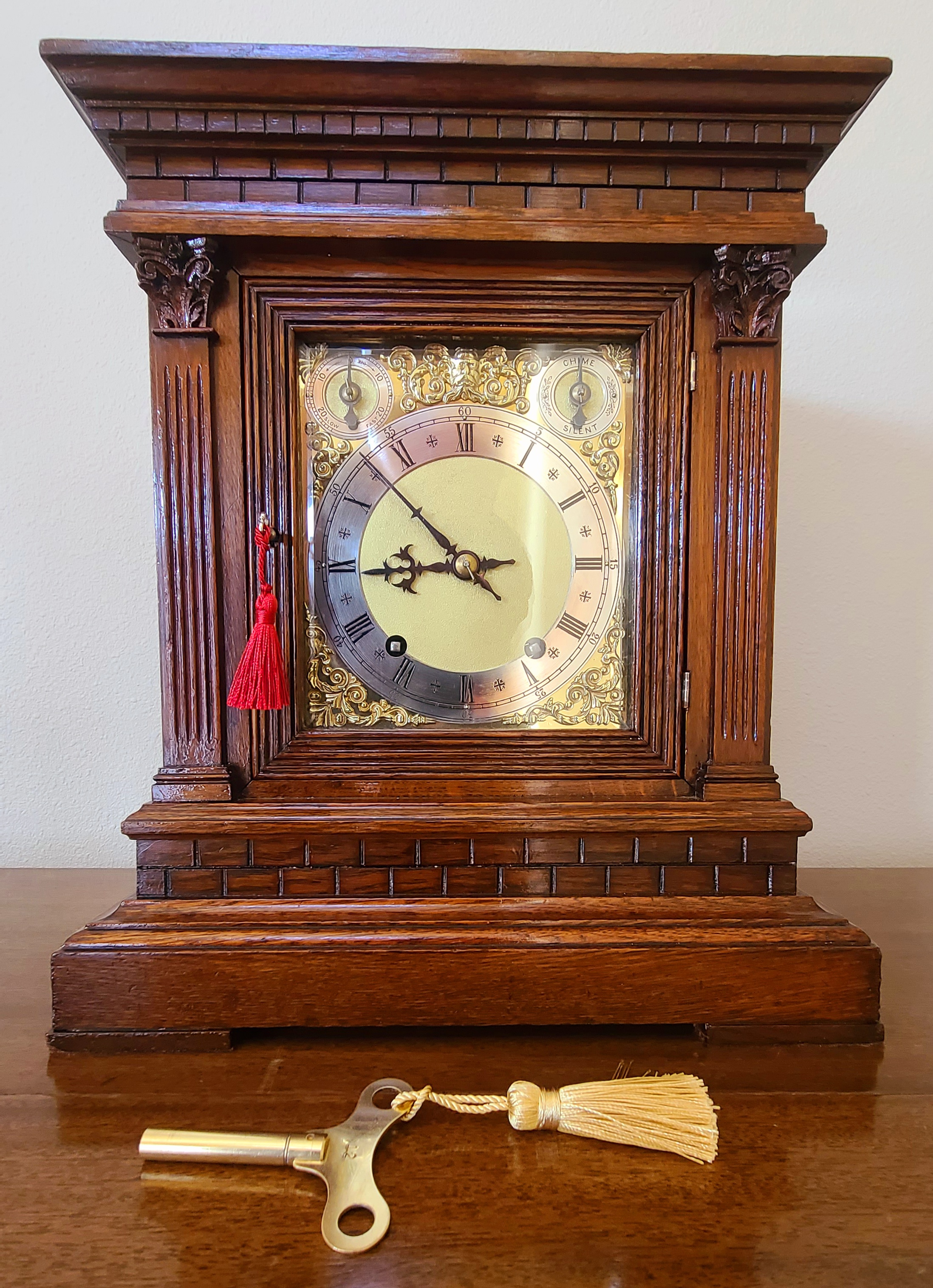 Winterhalder & Hofmeier Petite Sonnerie Bracket Clock With Beveled Viewing Windows